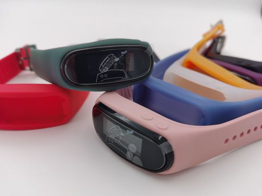 Rectângulo rosa de silicone rastreador de passo portátil pedômetro de pulso simples