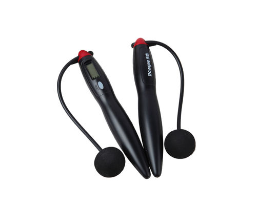 Simples cordel de salto sem fio preto JS-310 com comprimento de 200 mm e contador de loop