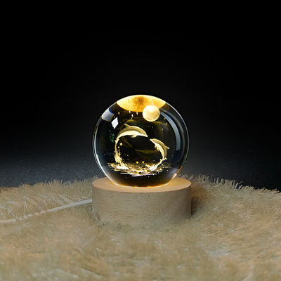 Lâmpada de cristal USB Luminosa Arte 3D Esfera de cristal Brilhante de vidro Luz noturna Lâmpada de mesa