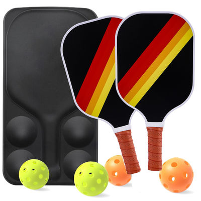 Conjunto completo de pickleball para adultos com 2 remos de fibra de vidro 4 bolas de ar livre e caixa de transporte