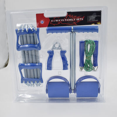 Conjunto multifuncional de fitness com banda de resistência de pé de mola de madeira, punho de salto, corda, aperto, reforço e treinamento muscular