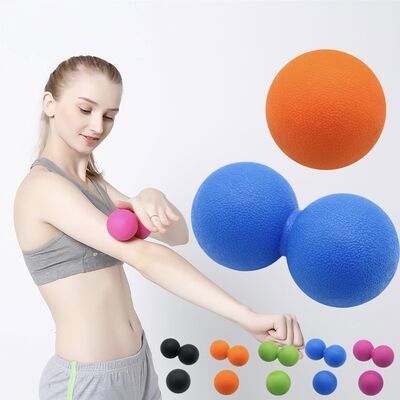 Bolas de massagem de amendoim de yoga para terapia de pontos gatilho aliviar dores musculares melhorar a mobilidade recuperar mais rápido textura compacta viajar-friendly