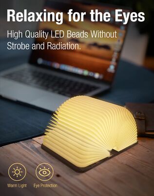 Lâmpada de livro de leitura de forma personalizada Portátil LED Lâmpada de livro dobrável Lâmpada de livro com carregamento USB Capa de madeira Luz noturna
