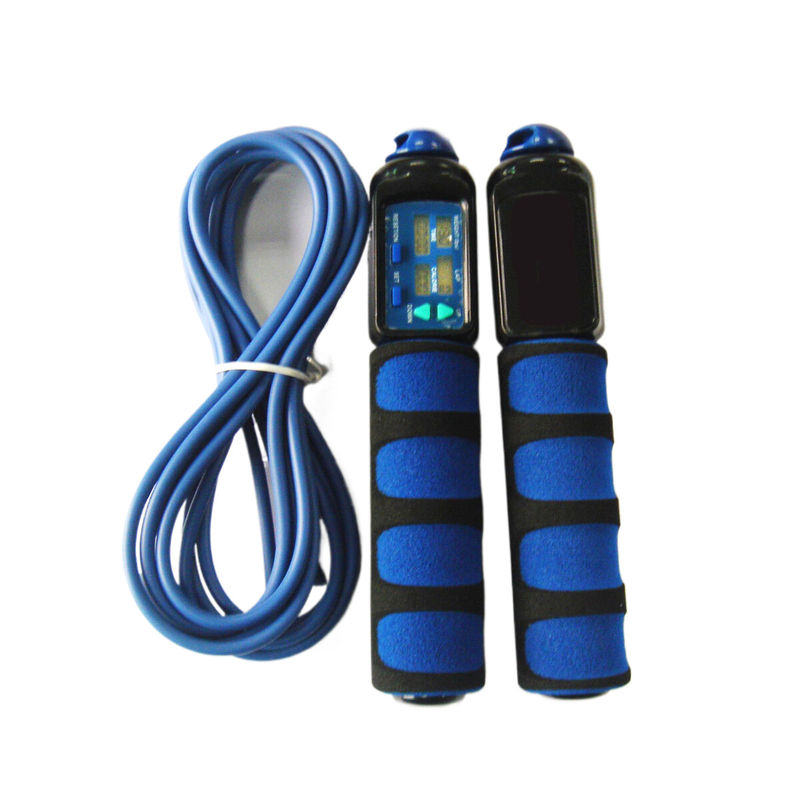 Fitness Jump Rope Logotipo de cor personalizada Preto Azul Escuro Jump Rope Exercício eletrônico Salto de corda OK-168
