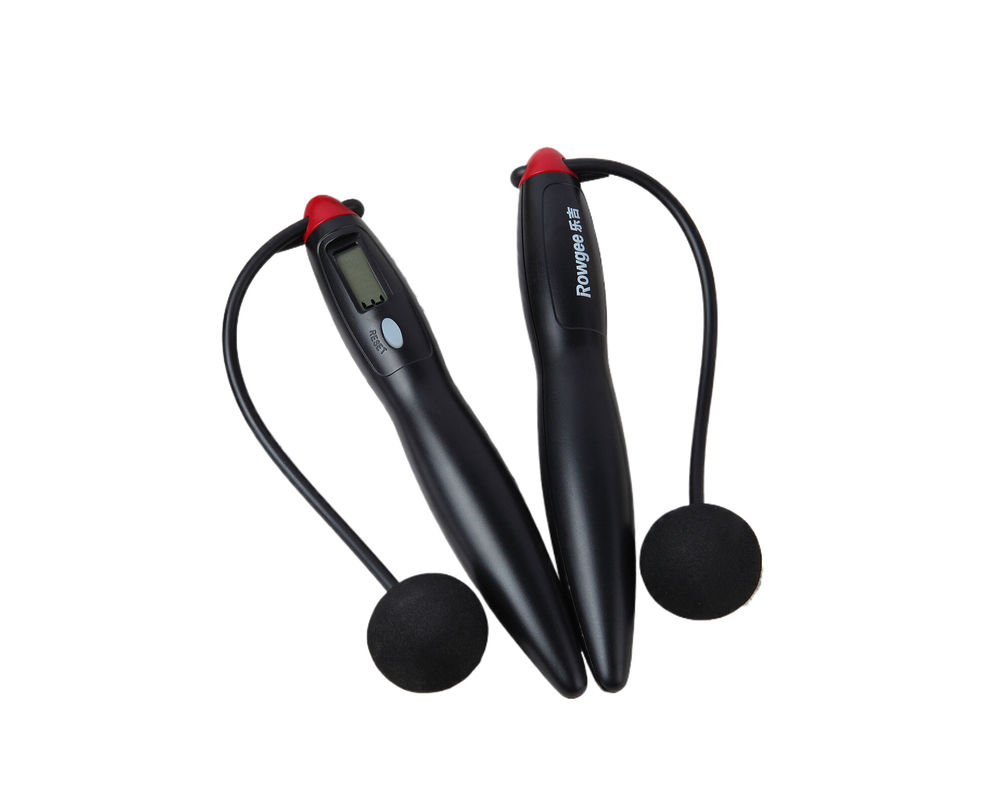 Simples cordel de salto sem fio preto JS-310 com comprimento de 200 mm e contador de loop