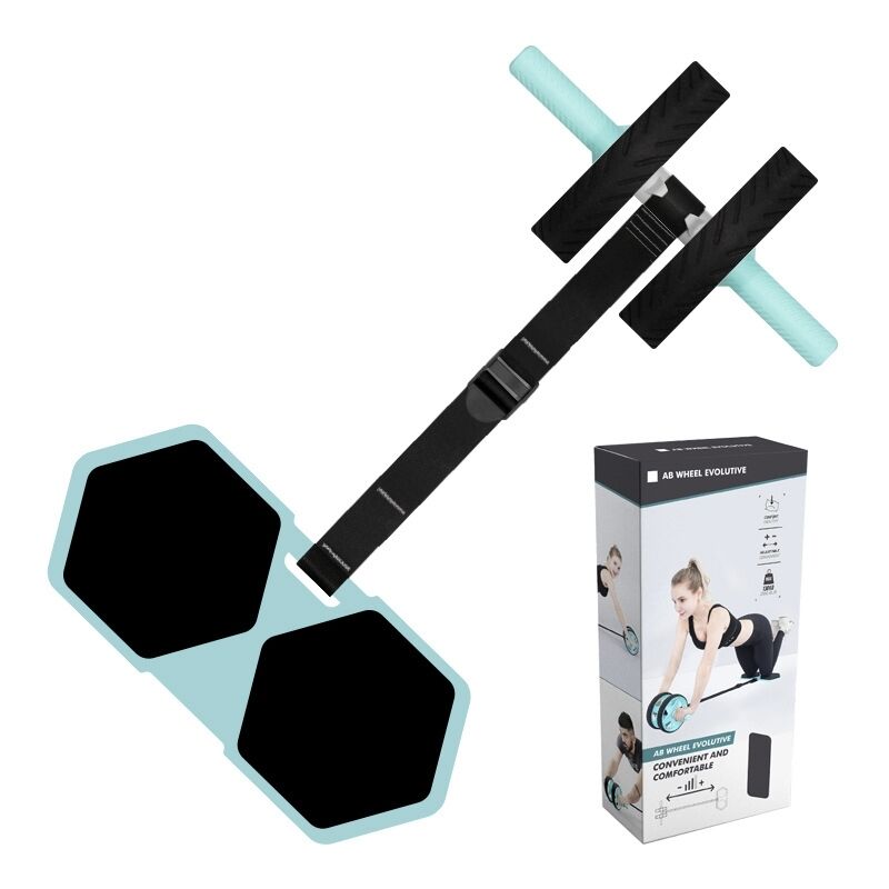 Multifuncional Ab Roller Wheel Set com colchão de joelho e banda de resistência para treino básico em casa e treino de corpo inteiro